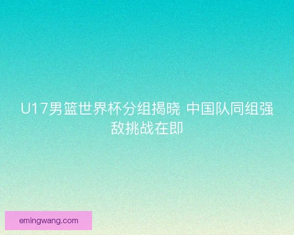 U17男篮世界杯分组揭晓 中国队同组强敌挑战在即